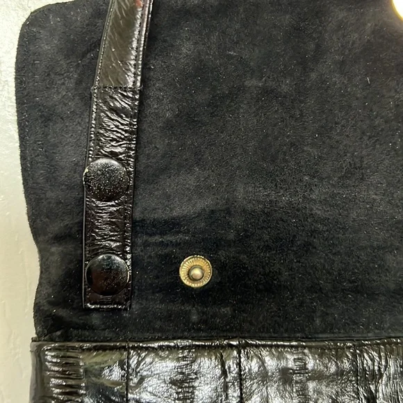 Vintage Eelskin Clutch Crossbody Purse Black 10” x 6.5” Dark Gray - Picture 4 of 9